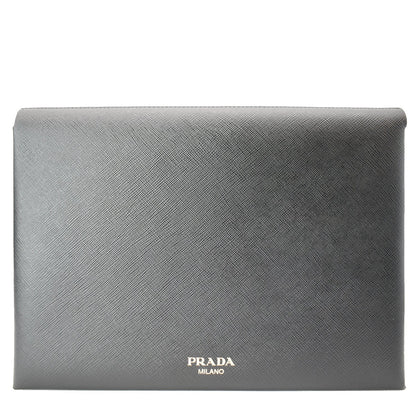 PRADA Document Holder Saffiano Leather Pouch Black