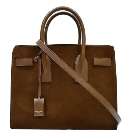 YVES SAINT LAURENT Sac de Jour Suede Leather Tote Shoulder Bag Brown