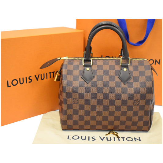 LOUIS VUITTON Speedy 25 Damier Ebene Satchel Bag Brown