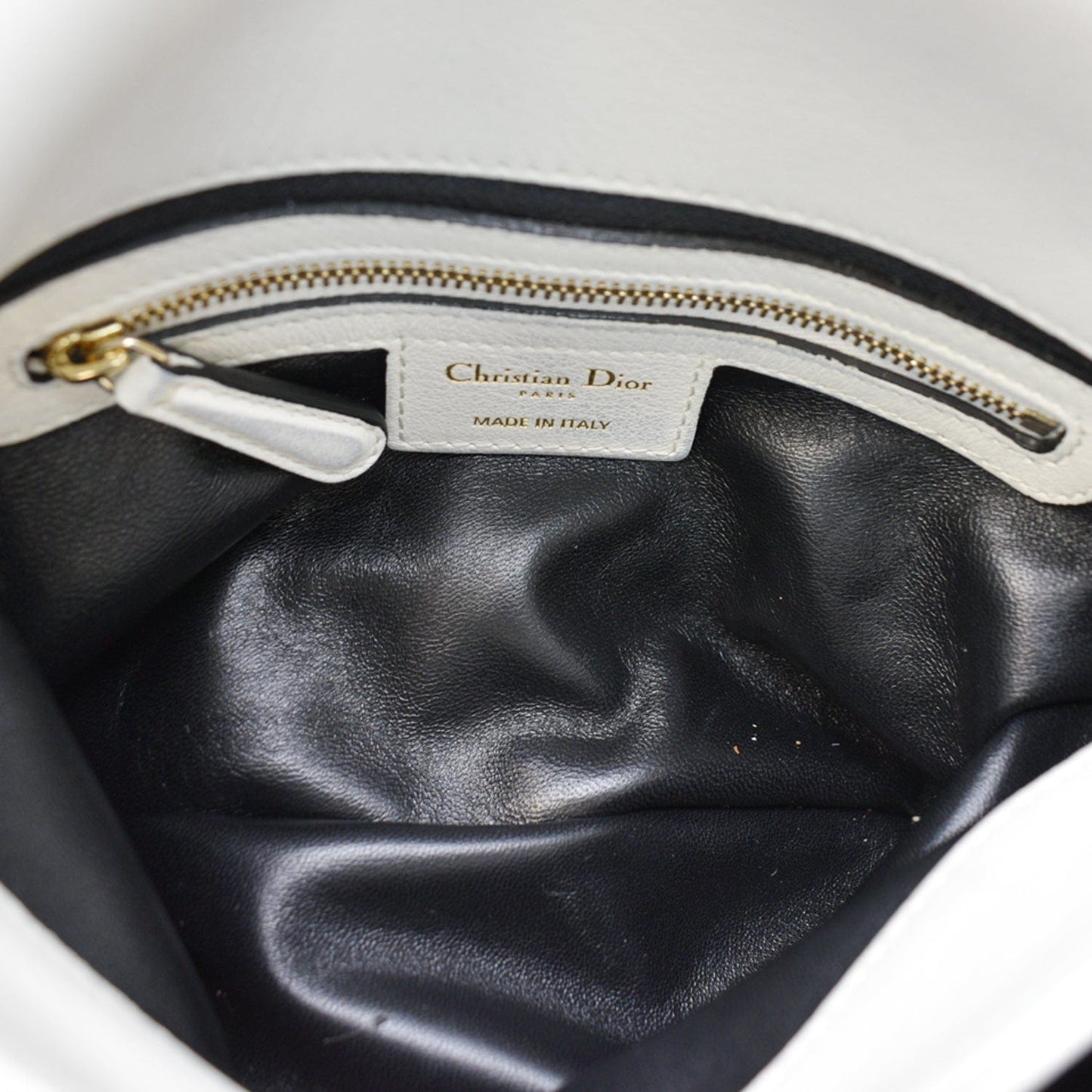 CHRISTIAN DIOR Diorling Medium Leather Shoulder Bag White/Black