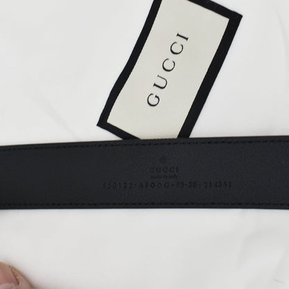 GUCCI Horsebit Interlocking Leather Belt Black 550122 Size 95/38