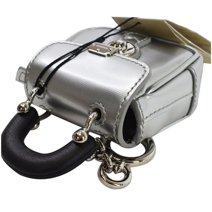 BURBERRY Trench Patent Leather Charm Coin Purse Bag Black/Silver