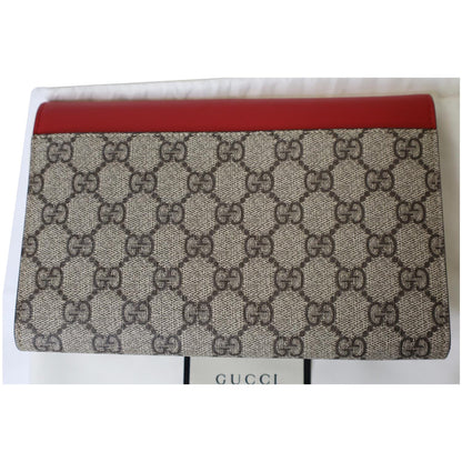 GUCCI Peony Pearly GG Coated Canvas Leather Clutch Beige 431476