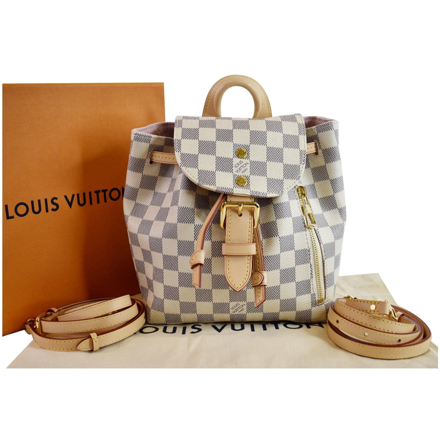 LOUIS VUITTON Sperone BB Damier Azur Backpack Bag White