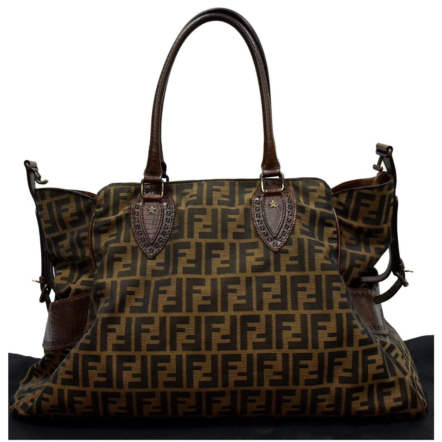 FENDI De Jour Large Zucca Tobacco Canvas Large Tote Bag Brown 8BN158