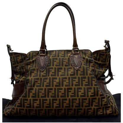 FENDI De Jour Large Zucca Tobacco Canvas Large Tote Bag Brown 8BN158