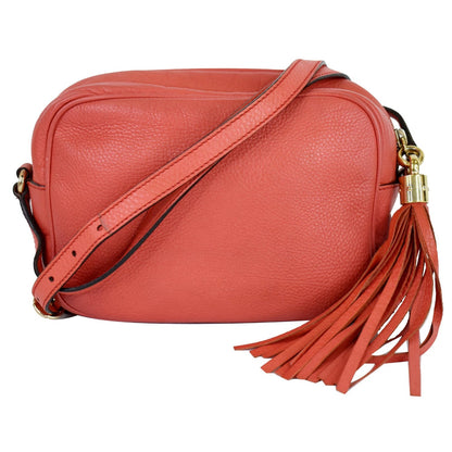 GUCCI Soho Disco Pebbled Leather Small Crossbody Bag Coral 308364 - 15% OFF