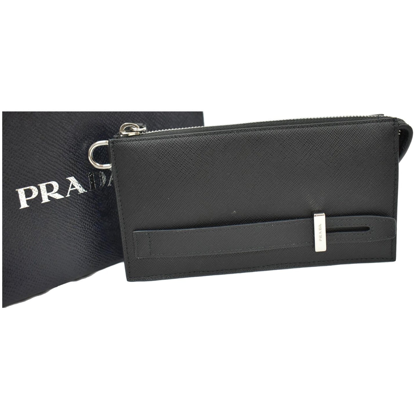 PRADA Saffiano Leather Phone Pouch Bag Black - 10% OFF