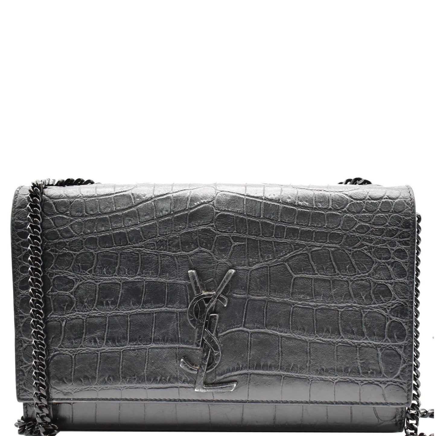 YVES SAINT LAURENT WOC Crocodile-Embossed Shoulder Bag Black  - Hot Deals
