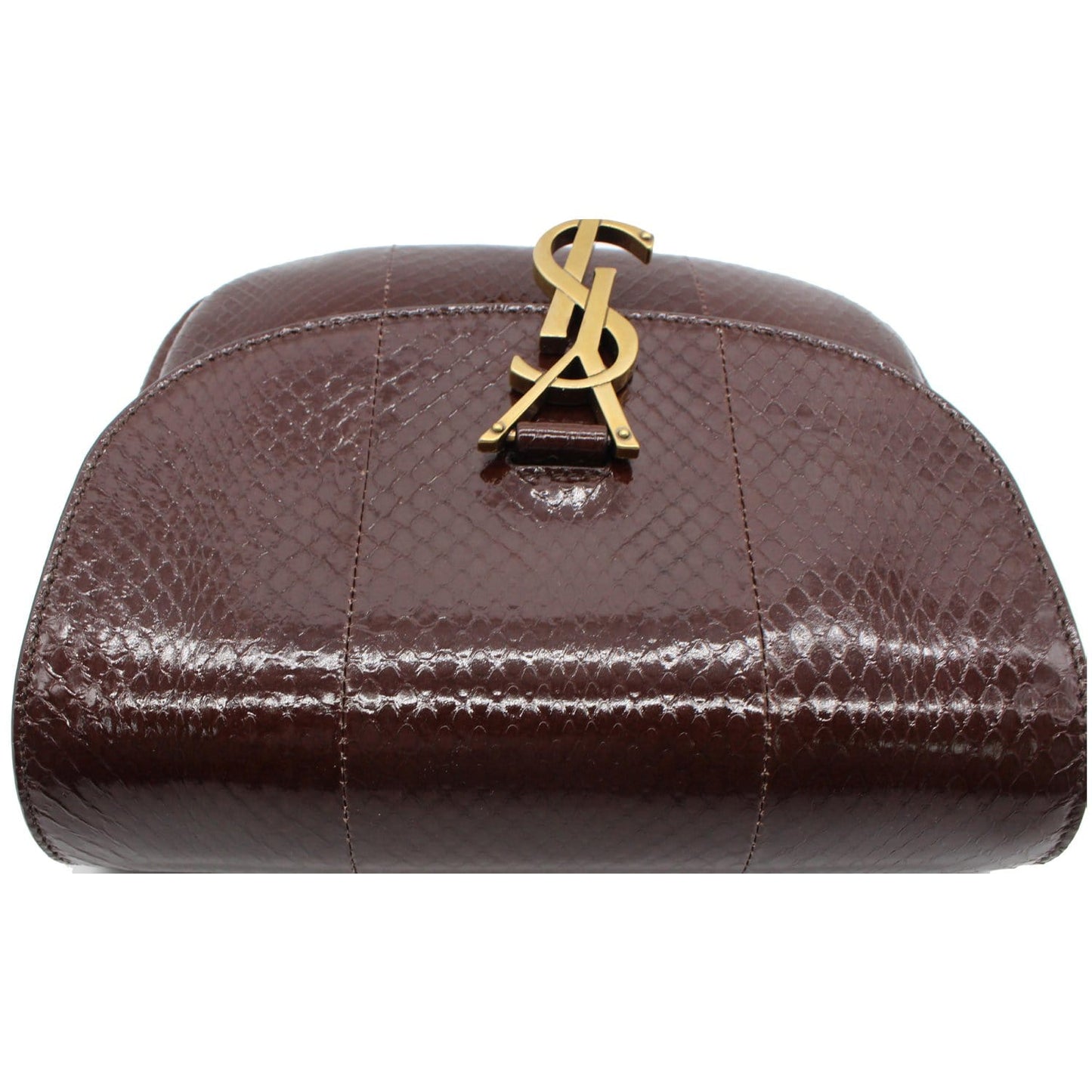YVES SAINT LAURENT Kaia Small Snakeskin Embossed Leather Crossbody Bag Brown - Final Sale