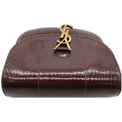 YVES SAINT LAURENT Kaia Small Snakeskin Embossed Leather Crossbody Bag Brown - Final Sale