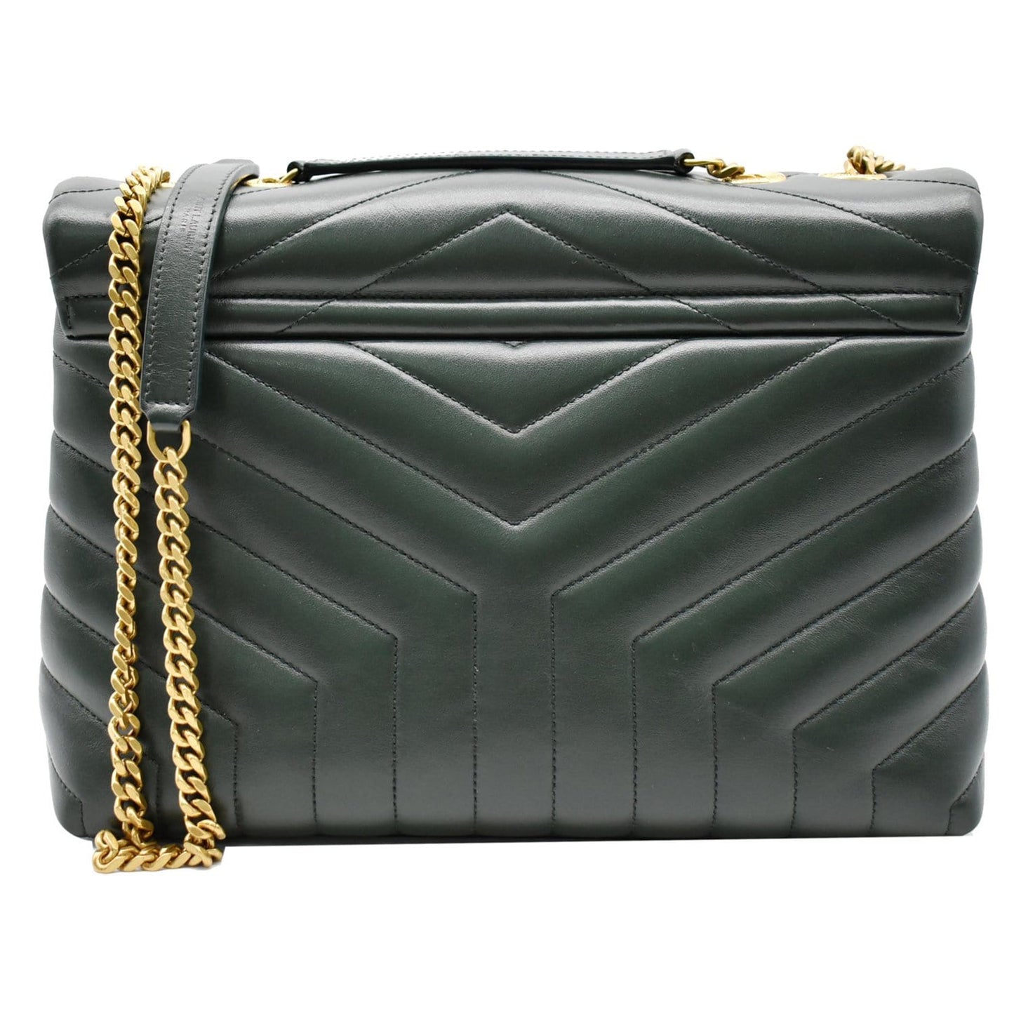 YVES SAINT LAURENT Loulou Medium Matelasse Leather Chain Shoulder Bag Green