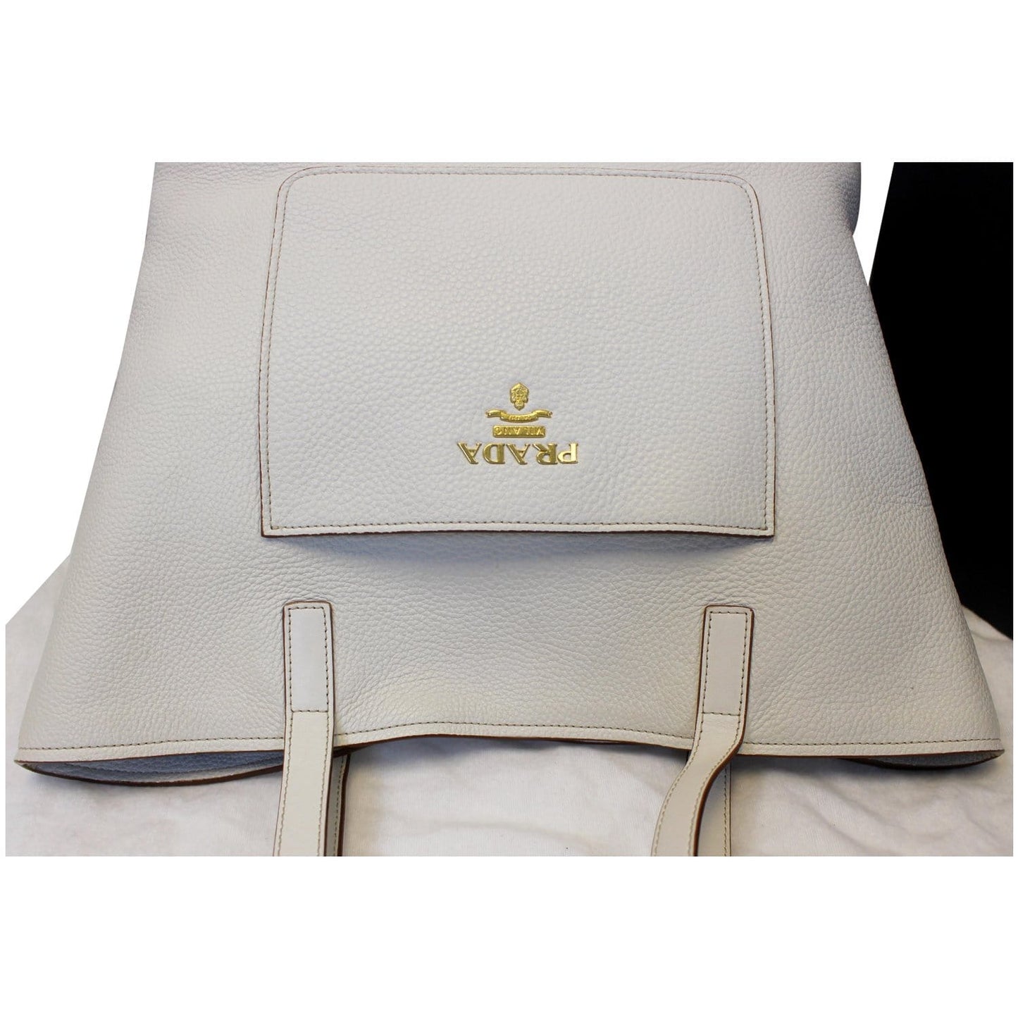 PRADA Large Vitello Daino Shopper Tote Bag White