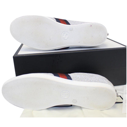 GUCCI Silver Glitter Web sneaker with Studs Size 11