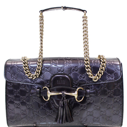 GUCCI Emily Guccissima Chain Shoulder Bag Plum 295402