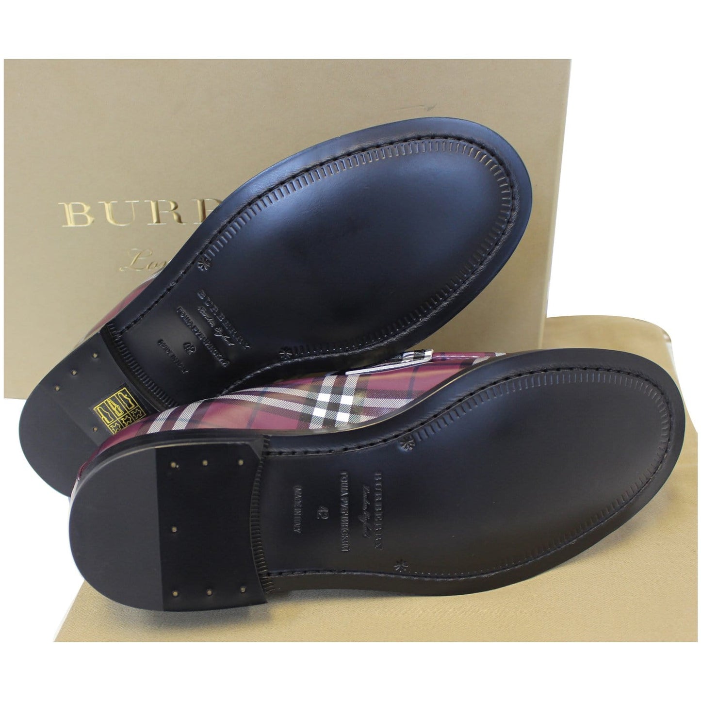BURBERRY Gosha X Burberry Check Leather Loafers US 9