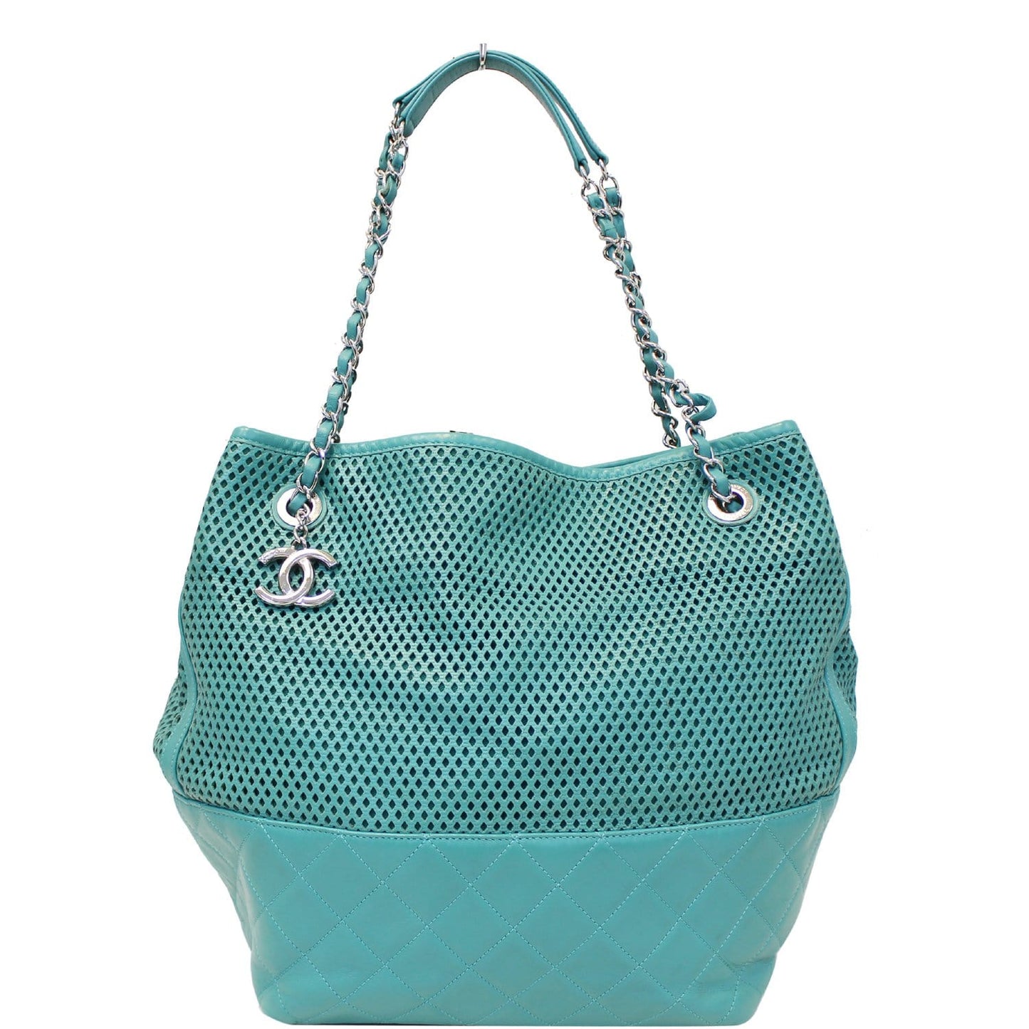 CHANEL Calfskin Perforated Up In The Air North South Tote Shoulder Bag