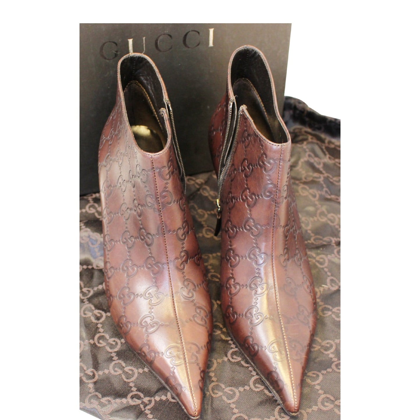 GUCCI Guccissima Leather Brown Boots Size 9B 146754