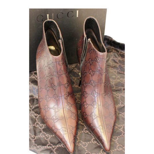 GUCCI Guccissima Leather Brown Boots Size 9B 146754