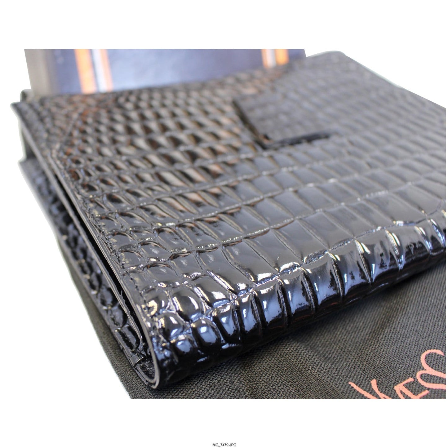 YVES SAINT LAURENT Black Crocodile Leather Clutch Bag