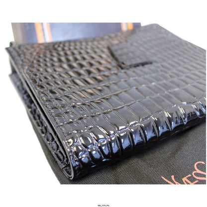 YVES SAINT LAURENT Black Crocodile Leather Clutch Bag