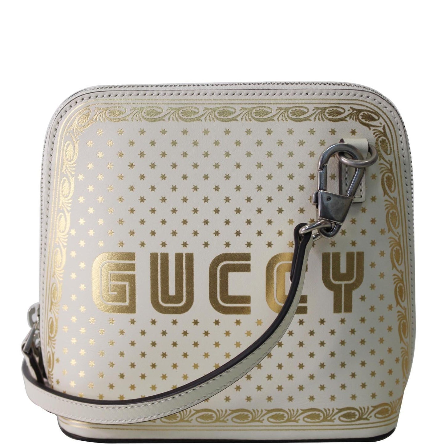 GUCCI Moon Steller Guccy Leather Crossbody Bag Ivory