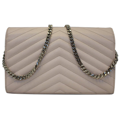 YVES SAINT LAURENT Monogram Grain De Poudre Chain Wallet Pale Blush
