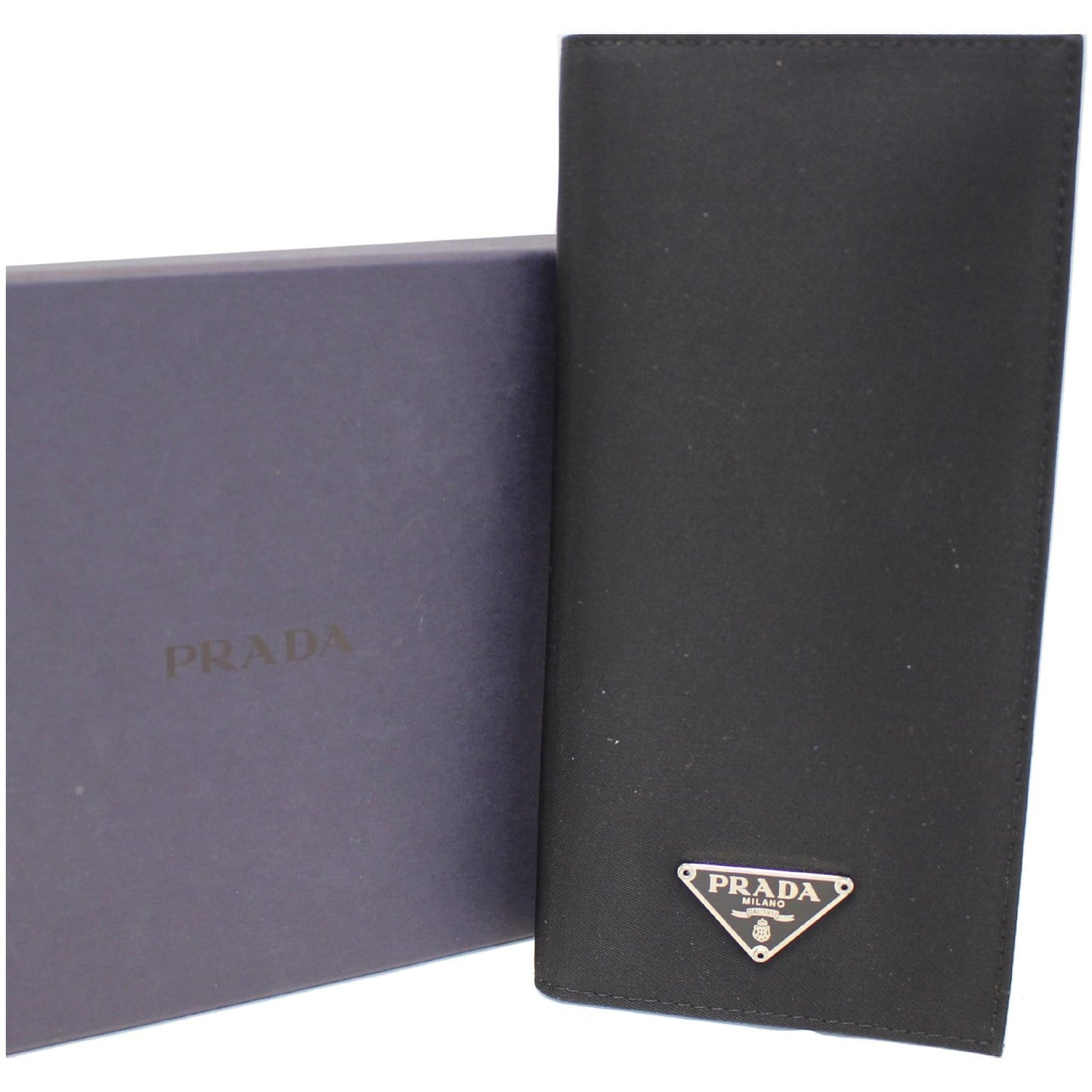 PRADA Nylon Checkbook Cover Wallet Black