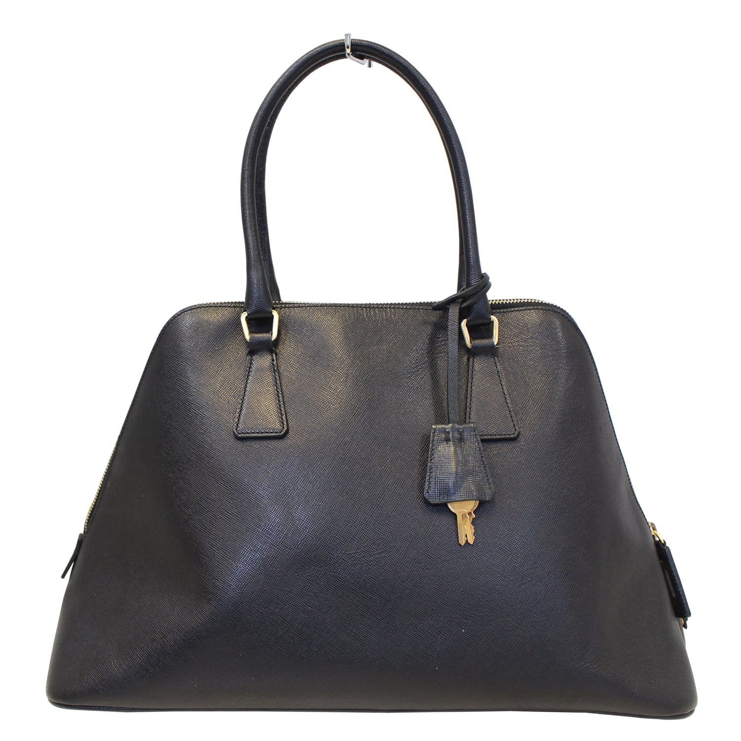 PRADA Saffiano Dome Black Leather Satchel Bag