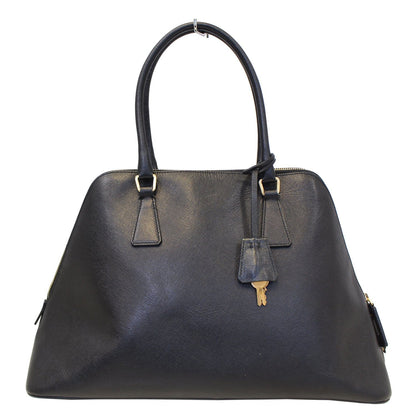 PRADA Saffiano Dome Black Leather Satchel Bag