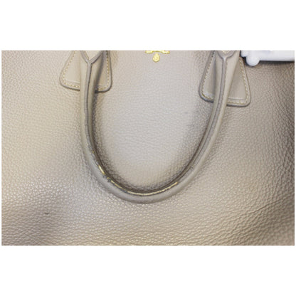 PRADA Pebbled Leather Large Tote Bag Grey