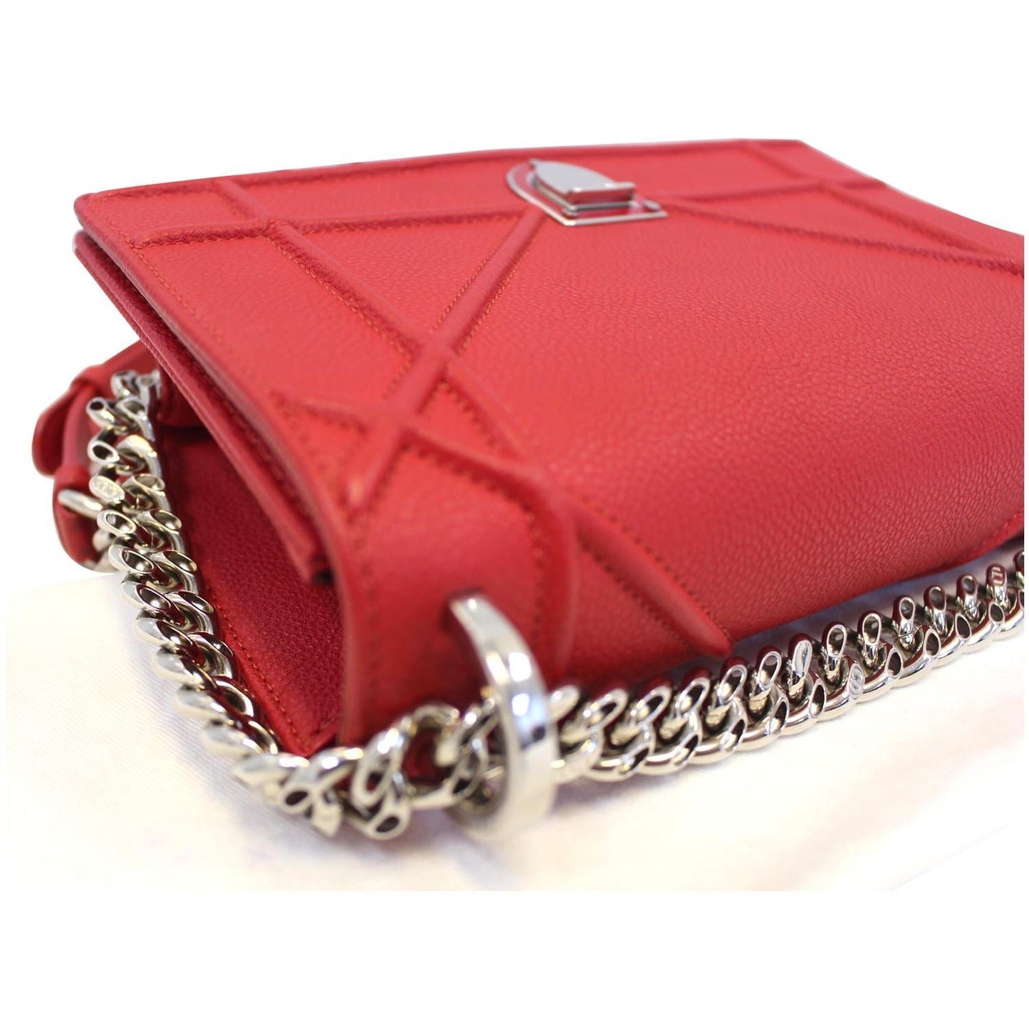 CHRISTIAN DIOR Diorama Flap Red Grained Leather Small Shoulder Bag