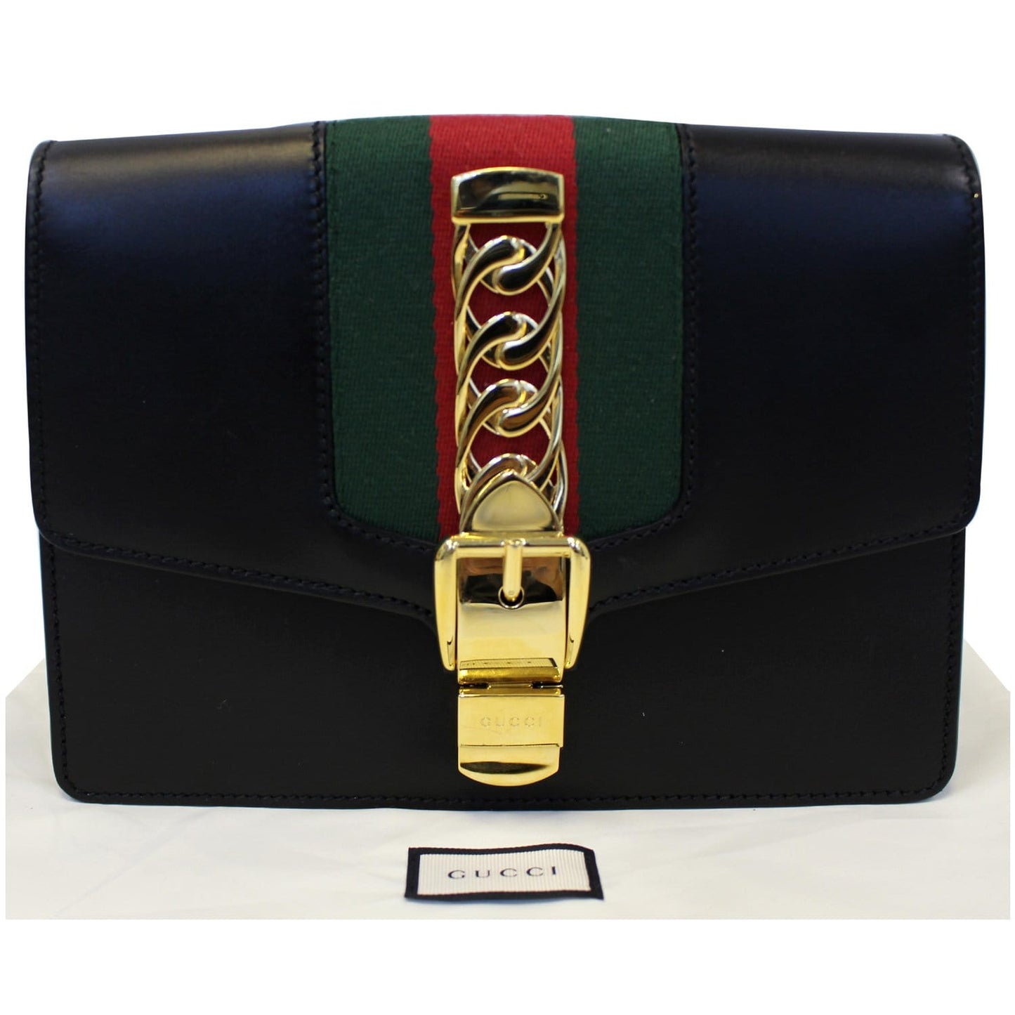 GUCCI Sylvie Calfskin Leather Belt Bumbag Black 476811