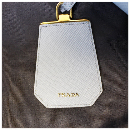 PRADA Lux Saffiano Leather Tote Shoulder Bag Blue