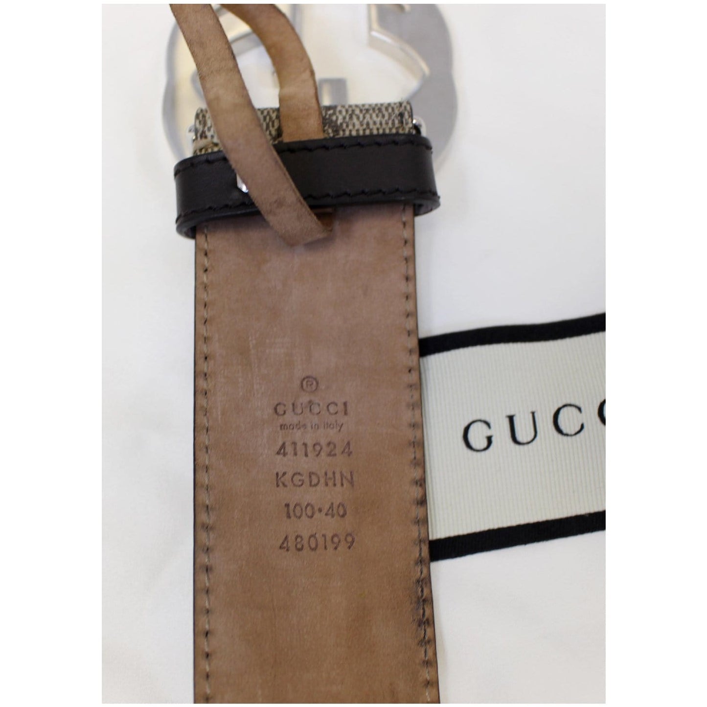 GUCCI GG Supreme GG Buckle Belt Beige 411924