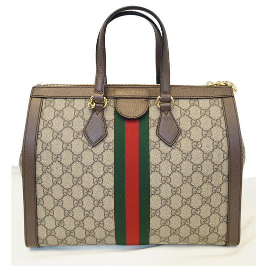 GUCCI Ophidia Medium GG Supreme Tote Shoulder Bag Beige