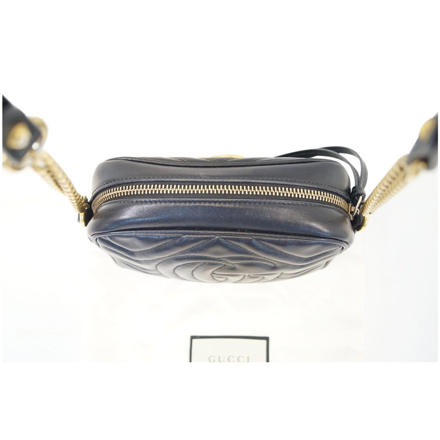 GUCCI GG Marmont Matelasse Mini Leather Crossbody Bag Black 448065