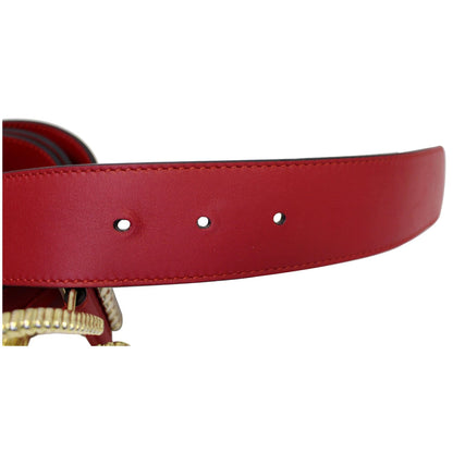 GUCCI Torchon Double G Red Leather Belt Size 95.38
