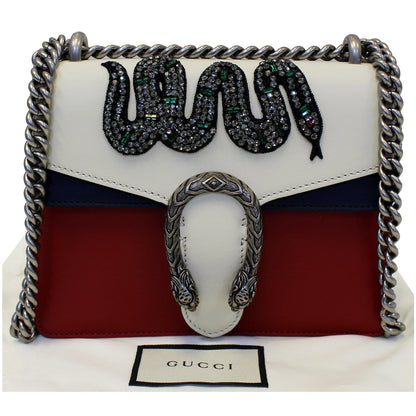 GUCCI Dionysus Mini Crystal Embroidered Snake Shoulder Bag Red - 20% OFF