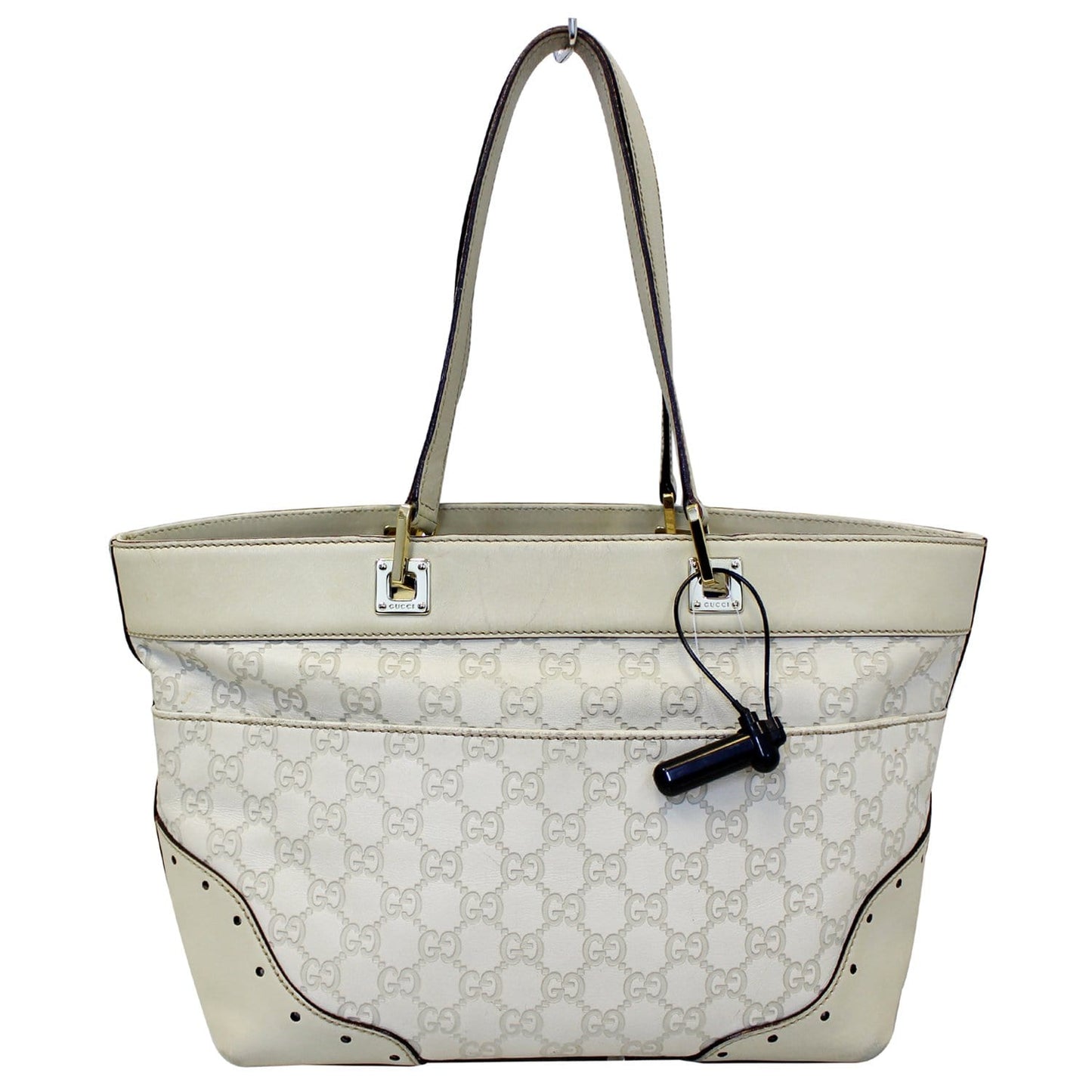 GUCCI Cream Guccissima Leather Gold-tone Tote Shoulder Bag 145993