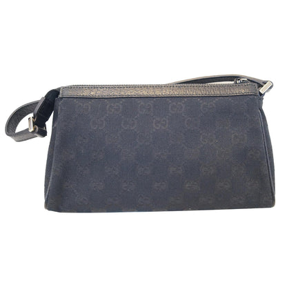 GUCCI Abbey D-Ring Ebony G Canvas Pochette Bag Black 145750
