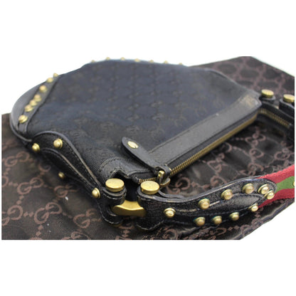 Gucci Pelham Small GG Canvas Studded Shoulder Bag Black