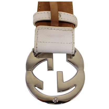 GUCCI Interlocking G White Leather Belt Size 41