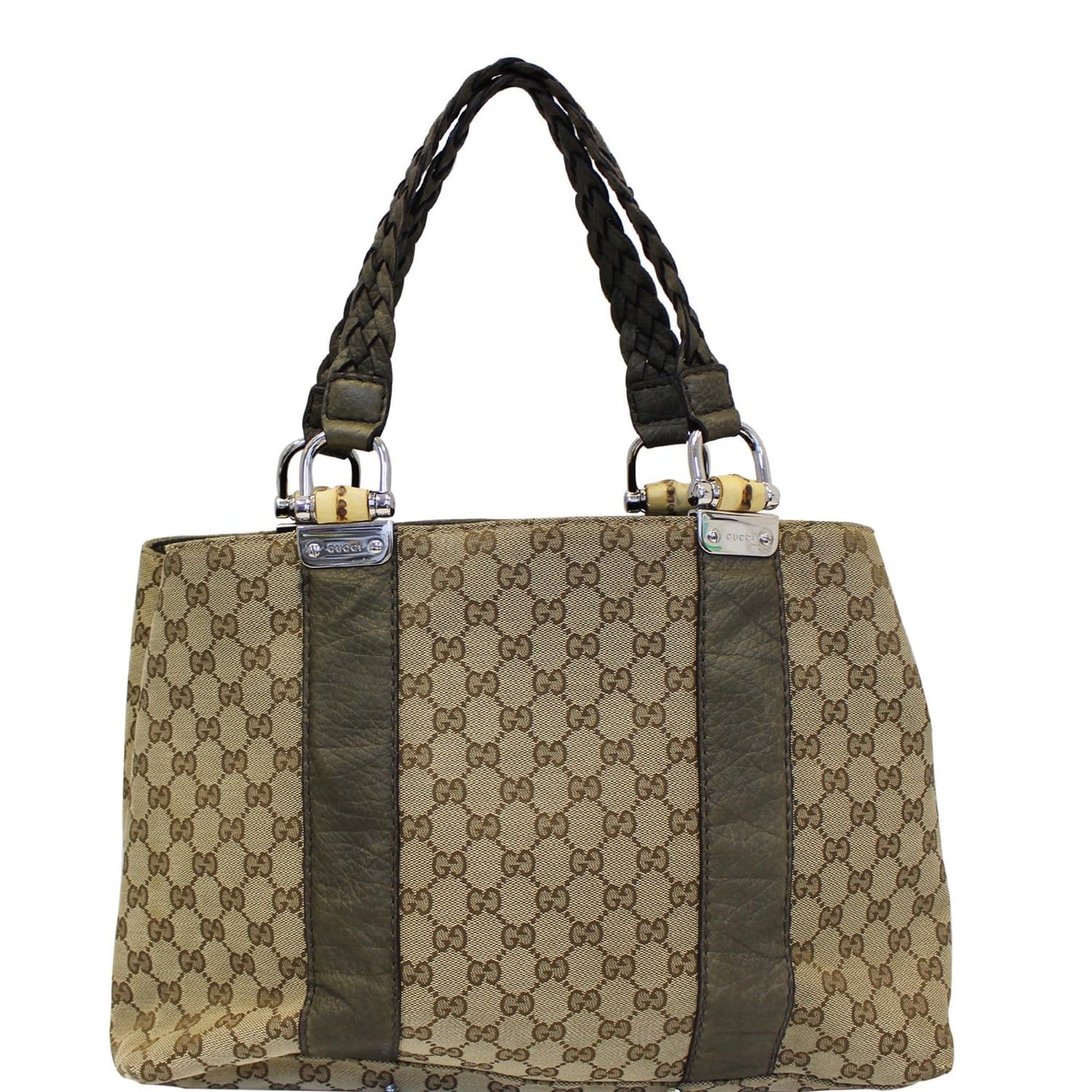 GUCCI Bamboo Bar GG Canvas Tote Bag Beige 232947