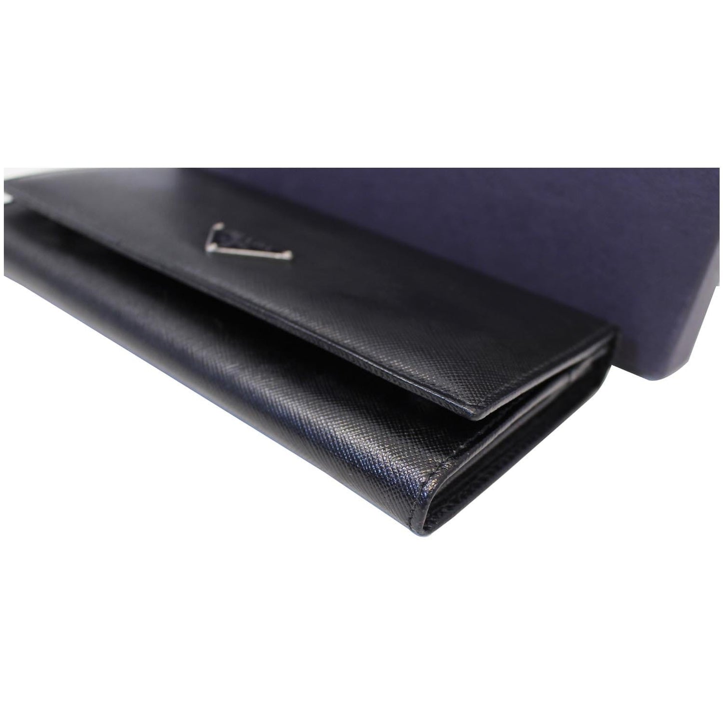 PRADA Saffiano Triangle Continental Flap Wallet