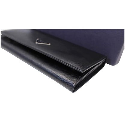 PRADA Saffiano Triangle Continental Flap Wallet