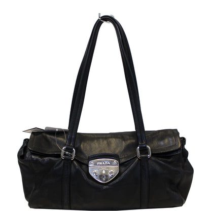 Prada Black Lambskin Leather Shoulder Bag