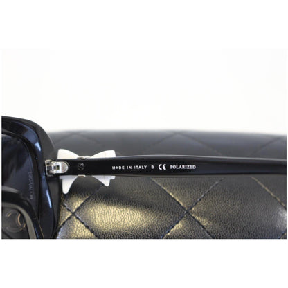 CHANEL Black Sunglasses with White Bow 5171