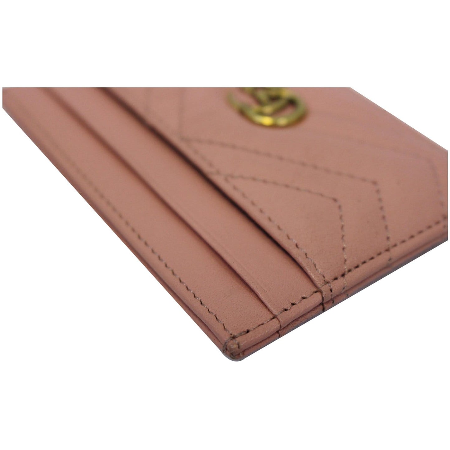 GUCCI GG Marmont Leather Card Case Taupe Pink 443127