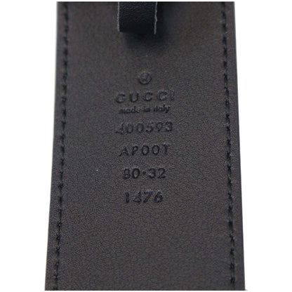GUCCI Double G Buckle Black Leather Belt Size 39 Black